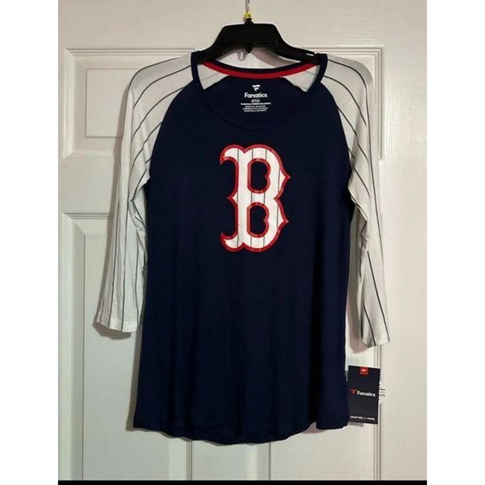 Boston Red Sox Fanatics Baseball‎ Womens Shirt Small Blue Pullover Long Sleeve.